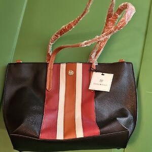 Black and Red Striped Women's Bag